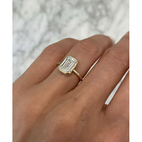 18K Gold Plated Square Simulated Emerald Engagement Ring Women Wedding Engagement Gemstone Promise Engagement Ring