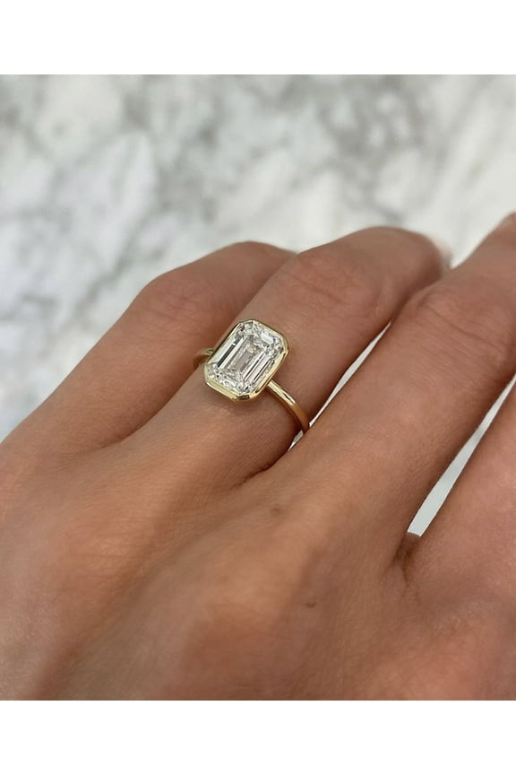 18K Gold Plated Square Simulated Emerald Engagement Ring Women Wedding Engagement Gemstone Promise Engagement Ring