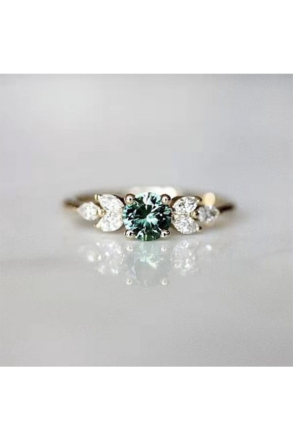 18K Gold Plated Square Simulated Emerald Engagement Ring Women Wedding Engagement Gemstone Promise Engagement Ring