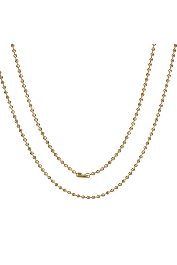 18K Gold Plated Stainless Steel Ball Chain Bracelet Necklace Men Women 7" - 38" Hypoallergenic Chain, Non Tarnish Jewelry