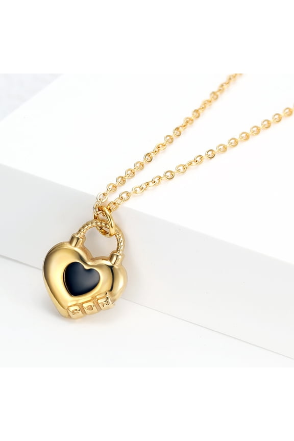 18K Gold Plated Stainless Steel Heart Shaped Pendant Necklaces Simple Versatile Steel Beads Jewelry for Women