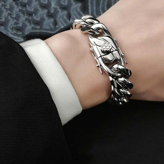 18K Gold Plated Stainless Steel Miami Curb Cuban Chain Link Bracelet Casting Clasp Hip hop Men Jewelry Promotion GC