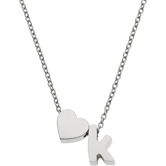 18K Gold Plated Stainless Steel Minimalist Trendy Heart "B" Initial Pendant Necklace with 18" Chain