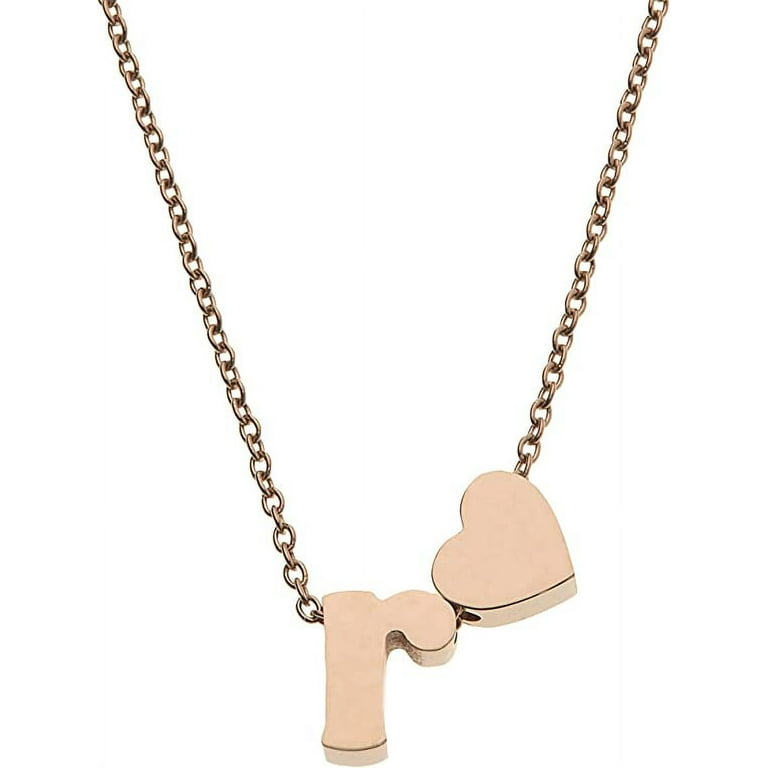 18k Gold B Charm Necklace 18K Gold Plated Stainless Steel