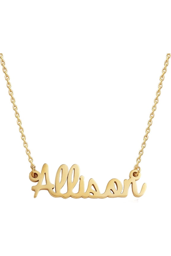 18K Gold Plated Stainless Steel Name Necklace Personalized Custom Name Necklace Customized Nameplate Necklace For Women[o2456]