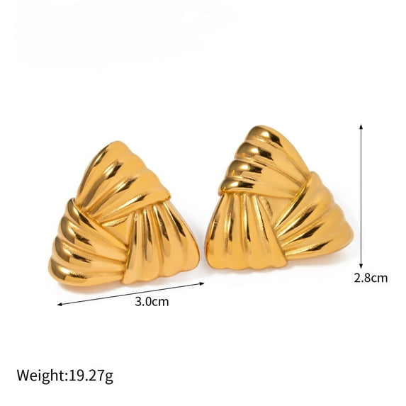 18K Gold Plated Stainless Steel Wave Thread Bar Earrings – Modern Minimalist Studs, MONMONDAY Luxury Jewelry for Women