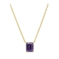 thumbnail image 1 of 18K Gold Plated Sterling February Lab Created Amethyst Emerald Cut Birthstone Necklace In Box, 1 of 5