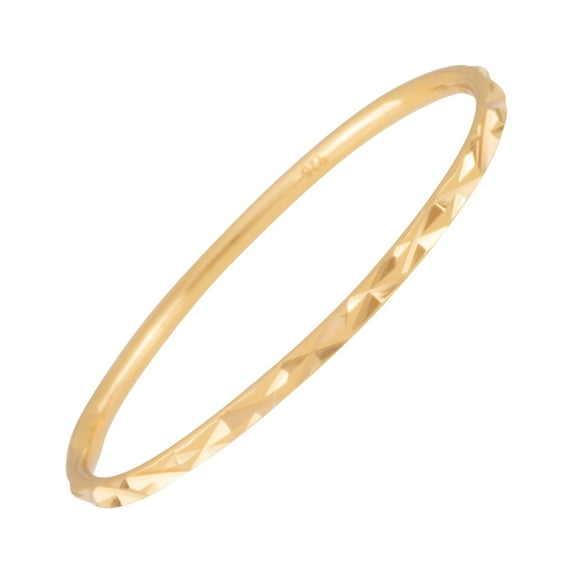 18K Gold Plated Sterling Silver Diamond Cut Stack Ring for Women Size 3