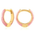 thumbnail image 1 of Gold Plated Fancy Pink Enamel Huggie Hoop Earrings for Women, 1 of 5