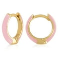thumbnail image 1 of Gold Plated Light Pink Enamel Huggie Hoop Earrings for Women, 1 of 5