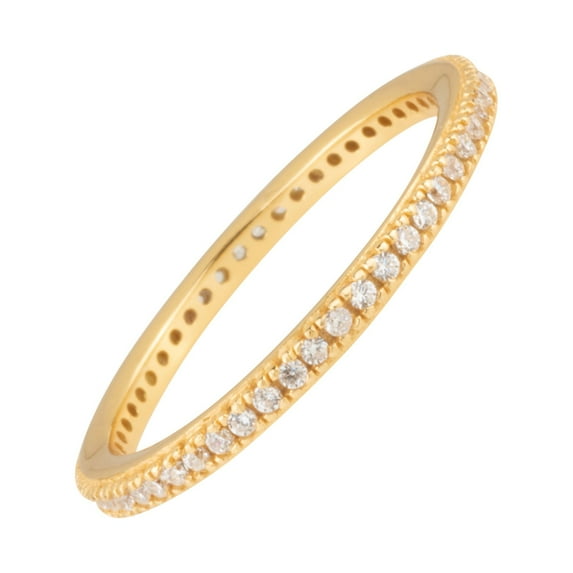 18K Gold Plated Sterling Silver and Cubic Zirconia Stack Ring for Women Size 7