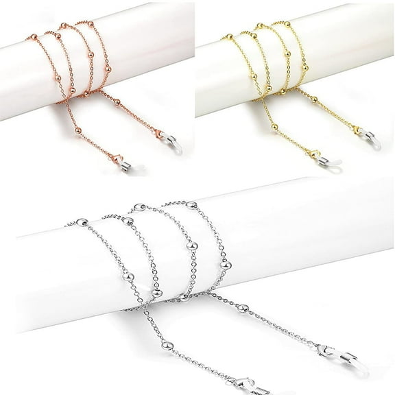 18K Gold Plated Thick Layer Glasses Chain for Women, Sunglass Chain String Strap for Girls (Silver, Gold, Rose Gold)