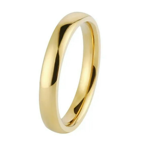 18K Gold Plated Titanium Steel Band Mens Women's Engagement Party Ring Size 5-14