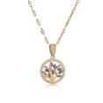 thumbnail image 1 of 18K Gold Plated Tree of Life Pendant Necklace for Women Men | Gold Cubic Zirconia Inlay Life Tree Pendant Necklace | Figaro Chain Necklace, 1 of 6