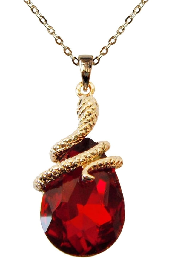 18K Gold Plated Water Drop Crystal Multicolor Zircon Snake Pendant Necklace 16"+2"[o2317]