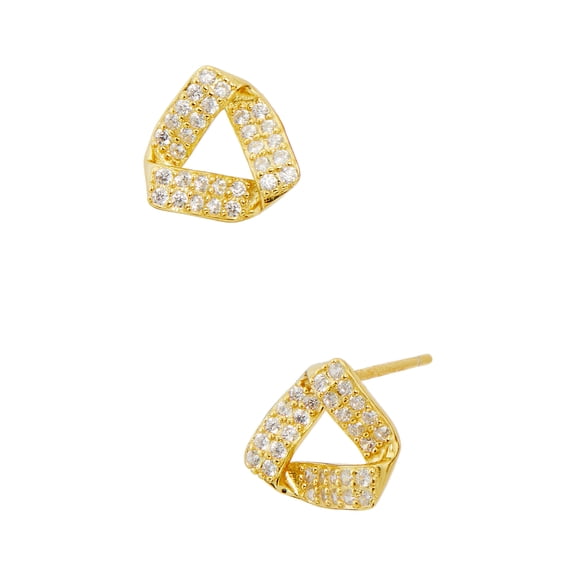 18K Gold Plated over Sterling Silver White CZ Stud Earrings