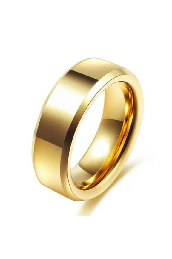 18K Gold Plating Couple Rings for Men Women 316L Stainless Steel Wedding Sz 5-13