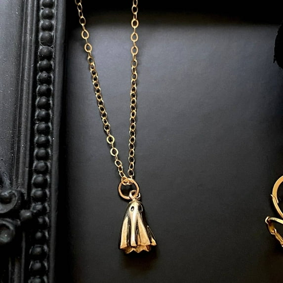 18K Gold & Small Plated Ghost Ghost Pendant Necklace