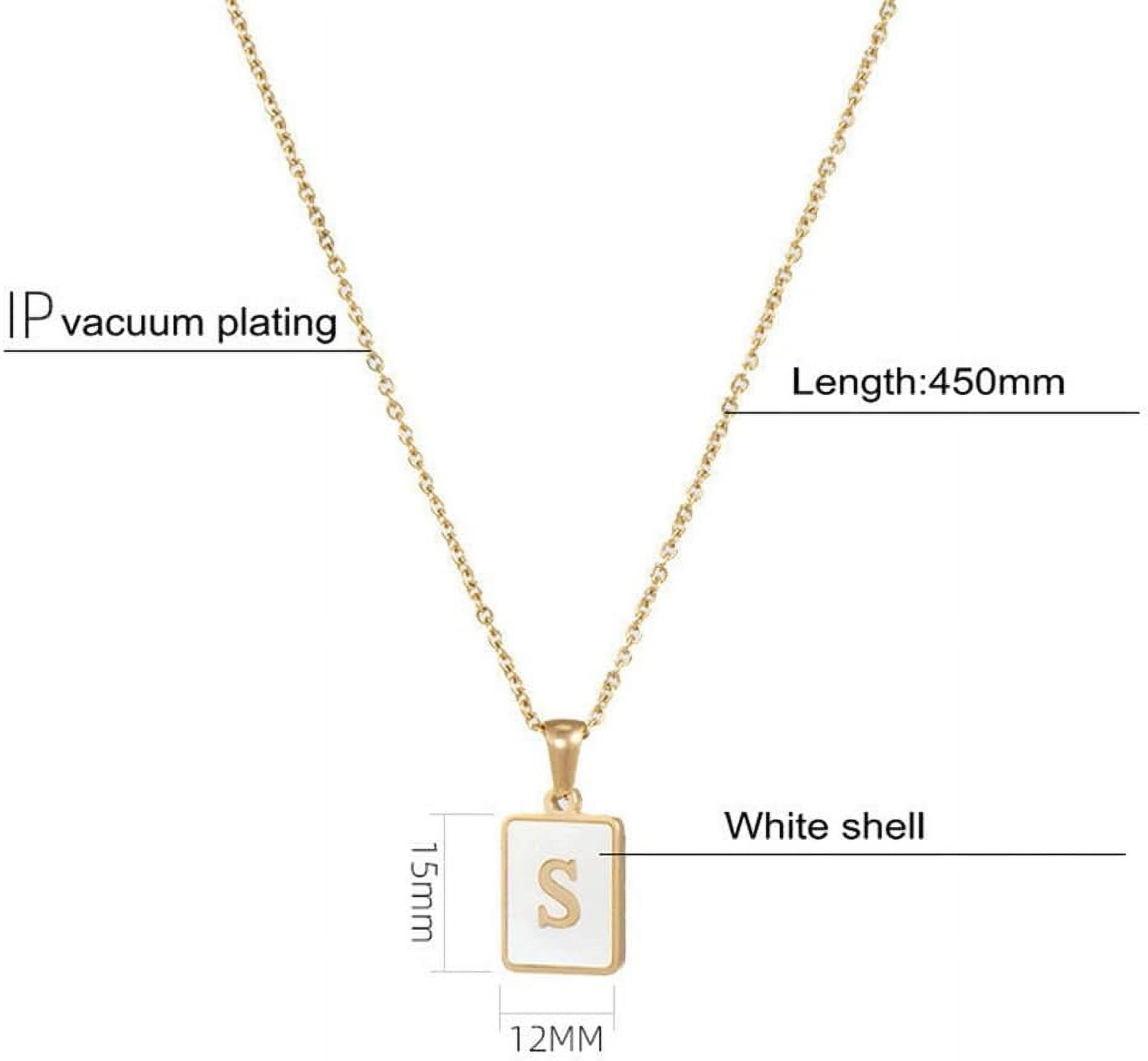 18k gold stainless steel letter a to z initial necklace natural white