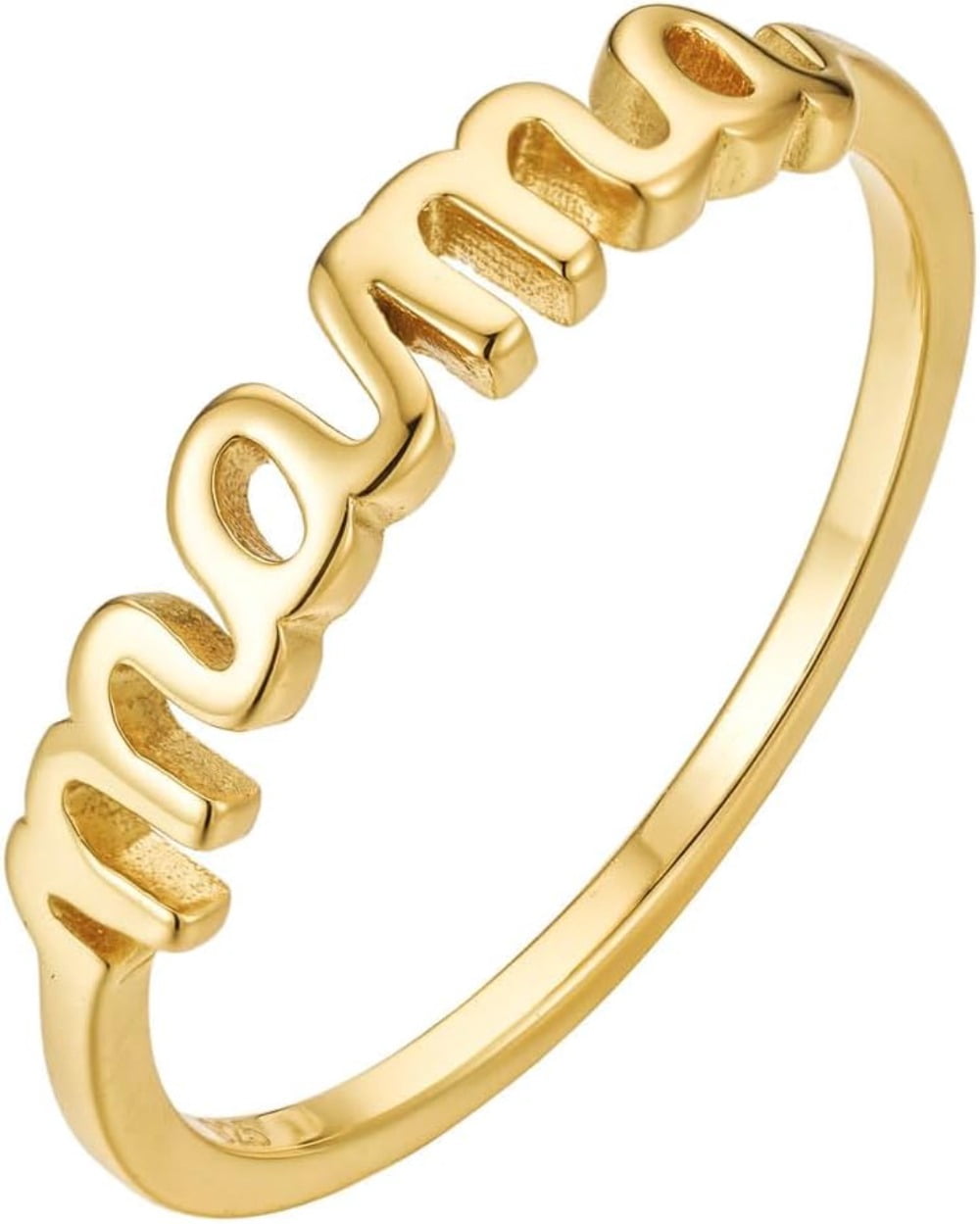 Mama Rind 18K Gold Sterling Silver Dainty Small Petite Mama Ring Gift for Mom ...