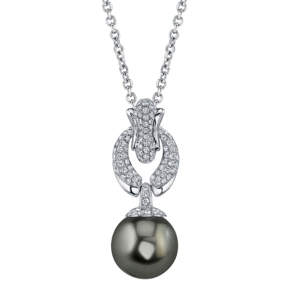 18K Gold Tahitian South Sea Cultured Pearl & Diamond Casey Pendant Necklace