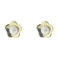 thumbnail image 1 of 18K Gold Tone Flower & Freshwater Pearl Bulb Earrings, 1 of 1
