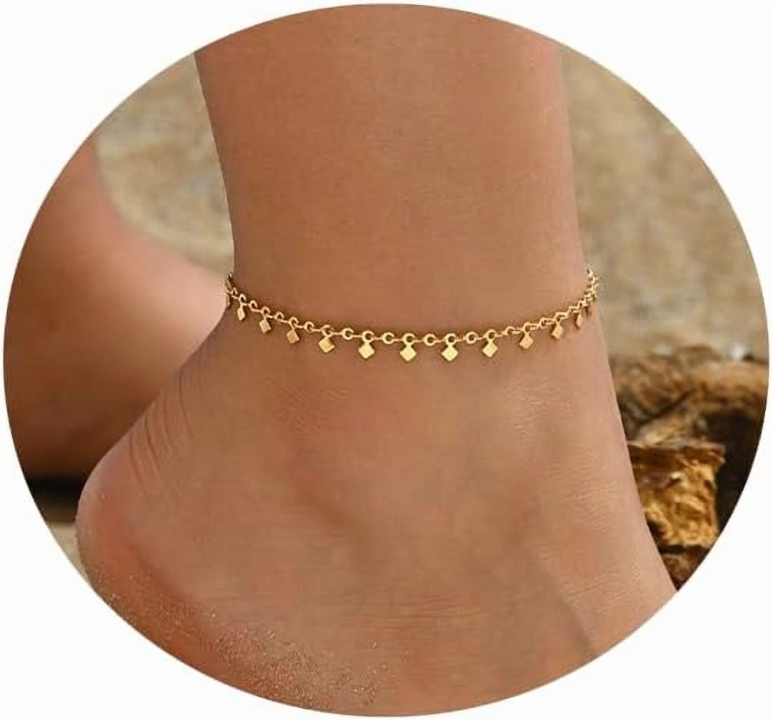 Rose Gold Bells Anklet Boho Stainless Steel Coin Charms Chain Anklets main image 1