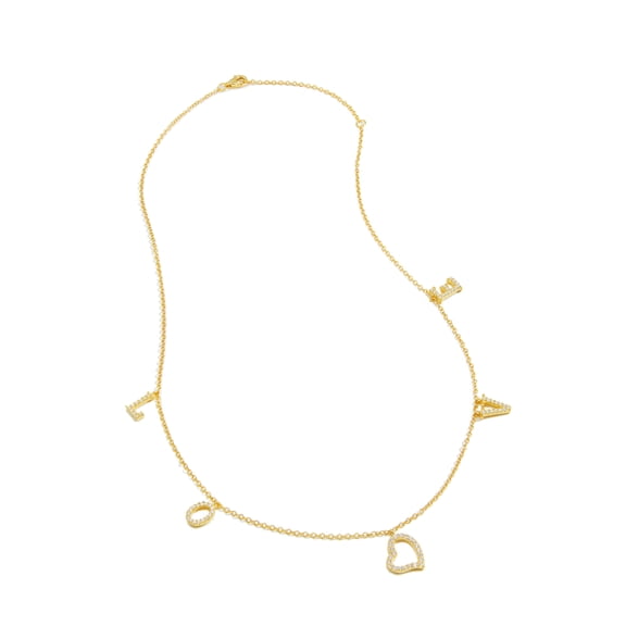 18K Gold Vermeil CZ Love Dangle Necklace