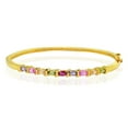 thumbnail image 1 of 18K Gold over Sterling Silver CZ & Created Multi-Gemstone S Design Bangle Bracelet, 1 of 1