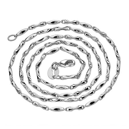 CHAINSSILVER 18K Gold plated chains with 925 Sterling Silver necklace for Women Silver Link Chain for Girls Womens- 18 Inch (45cm) - Silver necklaces