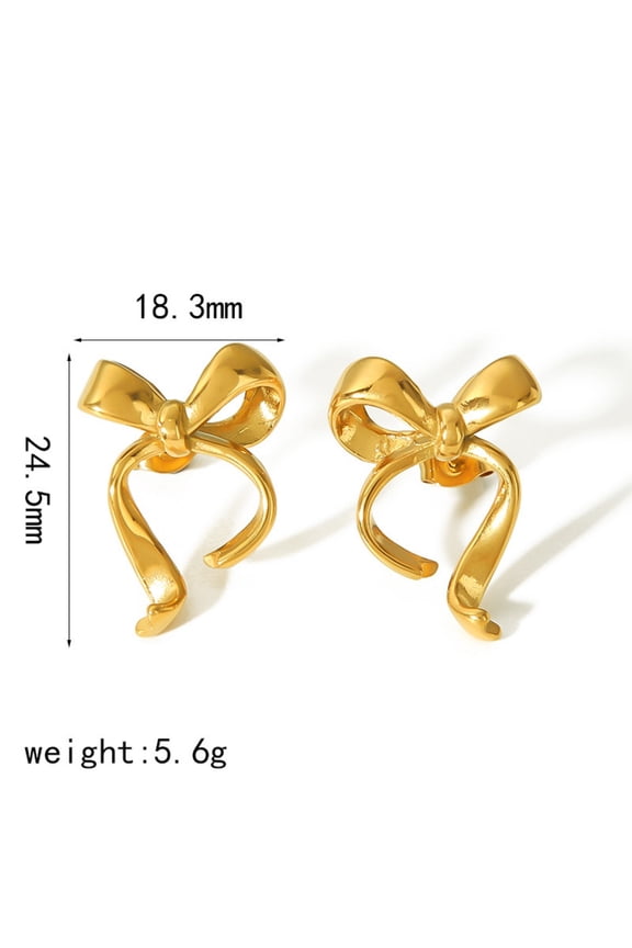 18K Karat Gold Plated Earrings for Women Bow Titanium Steel Earrings Jewelry for Her Birthday Gift
