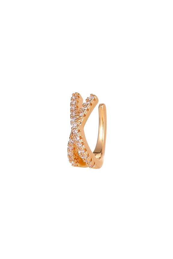 18K Karat Gold Plated Earrings for Women Ear Bone Clips Stylish Geometric Zircon Without Pierced Ears Jewelry for Her Birthday Gifts