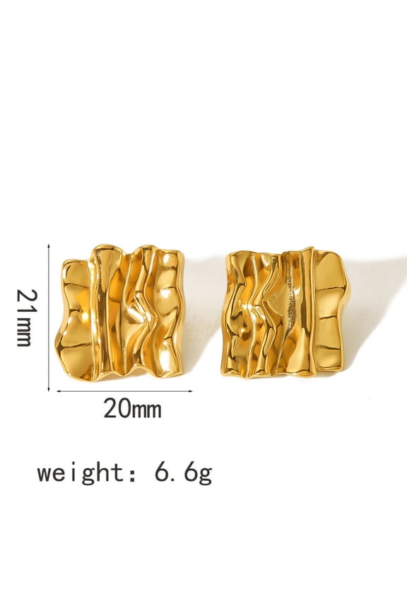 18K Karat Gold Plated Earrings for Women Geometric Pleated Textured Earrings 18K Gold Plated Jewelry for Her Birthday Gift
