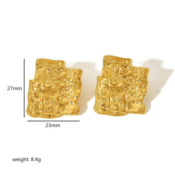 18K Karat Gold Plated Earrings for Women Irregular Pleated Textured Earrings Jewelry for Her Birthday Gifts