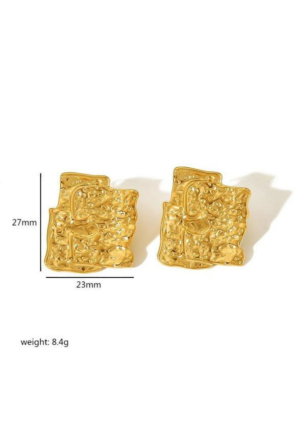 18K Karat Gold Plated Earrings for Women Irregular Pleated Textured Earrings Jewelry for Her Birthday Gifts
