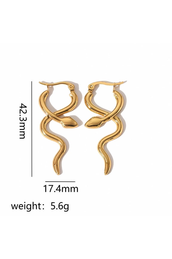 18K Karat Gold Plated Earrings for Women Snake Titanium Steel Earrings Jewelry for Her Birthday Gift