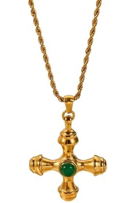 18K Plated Gold Cross Necklace Chunky Cross Necklace Summer Necklaces Vintage Necklace Y2k