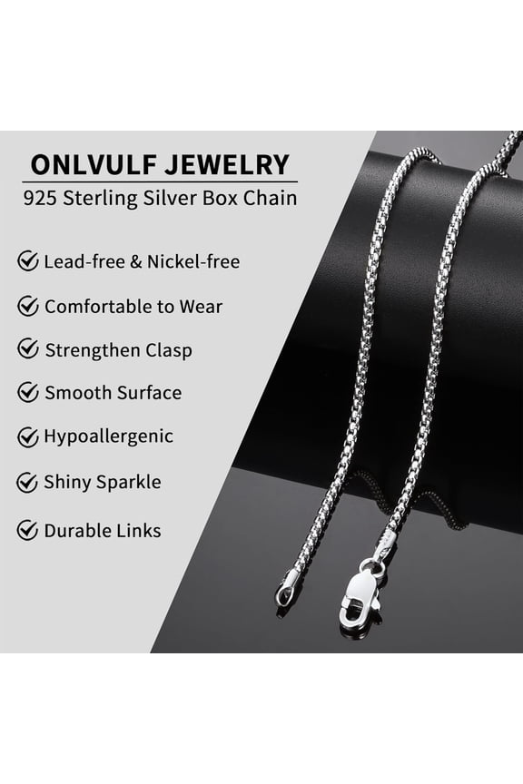 18K Real Gold Over 925 Sterling Silver Chain Necklace For Women, 1.5Mm/2Mm Silver/Gold Box Chain, Thin & Dainty & Shiny Women'S Chain Necklace 16-26 Inch[o7978]