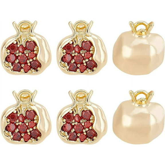 18K Real Gold Plated 3D Cubic Zirconia Charm Brass Pendant Inlaid with Red Zirconia for Jewelry MakingChocolate