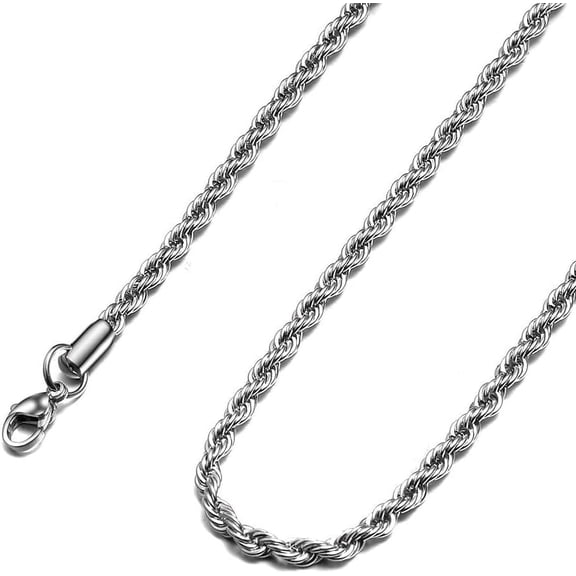 18K Real Gold Plated Rope Chain 1.5Mm 2.5Mm 5Mm Stainless Steel Twist Chain Necklace For Men Women 16 Inches 36 Inches[o4391]