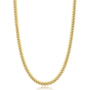 18K Real Gold Plated Necklace, 4mm Cuban Link Chain Necklace for Men Women 18-26 Inch