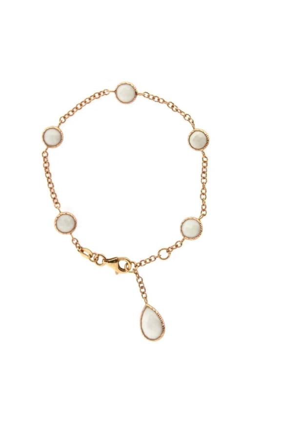 18K Red Gold Agatha Stones bracelet 6.5 inches with extra ring at 6 inches