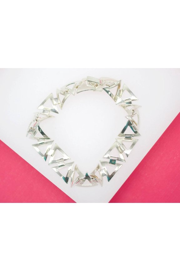 18K Rhodium Filled Designed Triangle Link Bracelet