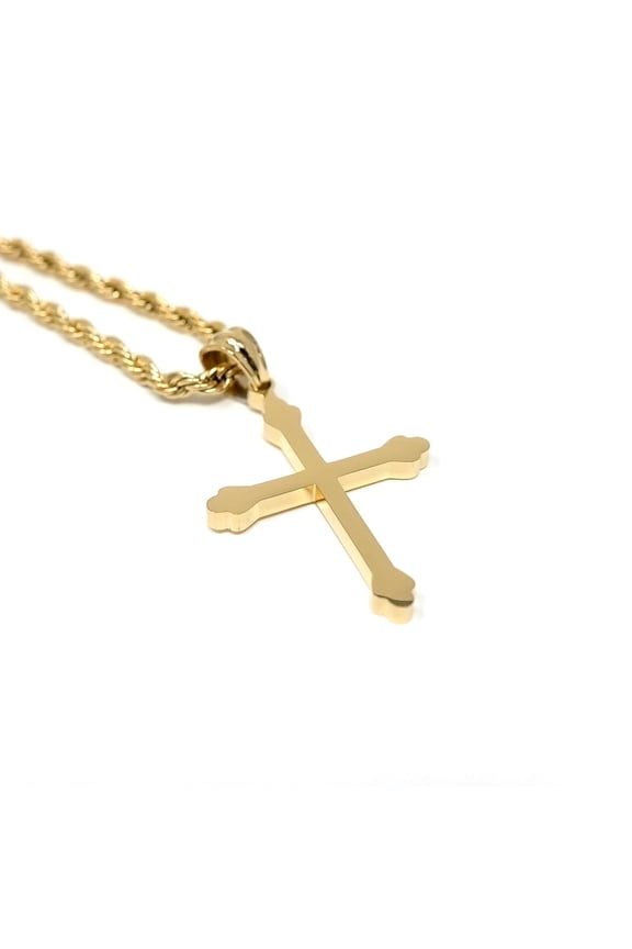 18K Rope Chain Gold Cross Pendant Necklace for Men Women Wife Husband Fashion Jewelry Religious gift