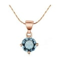 thumbnail image 1 of 18K Rose Gold 2 Carat Created Blue Topaz Round Stud Necklace Plated 18 inch by PJ Jewelry, 1 of 4