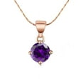 thumbnail image 1 of 18K Rose Gold 3 Carat Created Amethyst Round Stud Necklace Plated 18 inch, 1 of 2