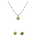 thumbnail image 1 of Paris Jewelry 18K Rose Gold 3Ct Peridot Square 18 inch Necklace and Round Earrings Set Plated Women, 1 of 5