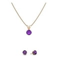 thumbnail image 1 of 18K Rose Gold 4ct Amethyst Round 18 Inch Necklace and Earrings Set Plated, 1 of 2