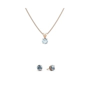 18K Rose Gold 4ct Aquamarine Round 18 Inch Necklace and Earrings Set Plated by PJ Jewelry