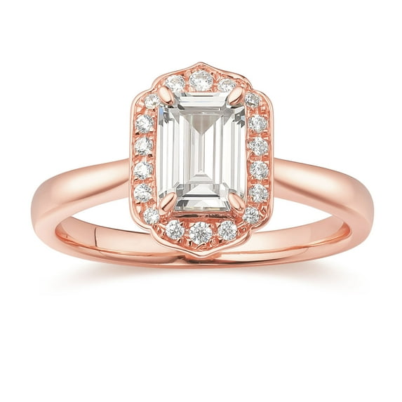 18K Rose Gold Emerald cut Moissanite Engagement Ring Jewelry Gifts for Women